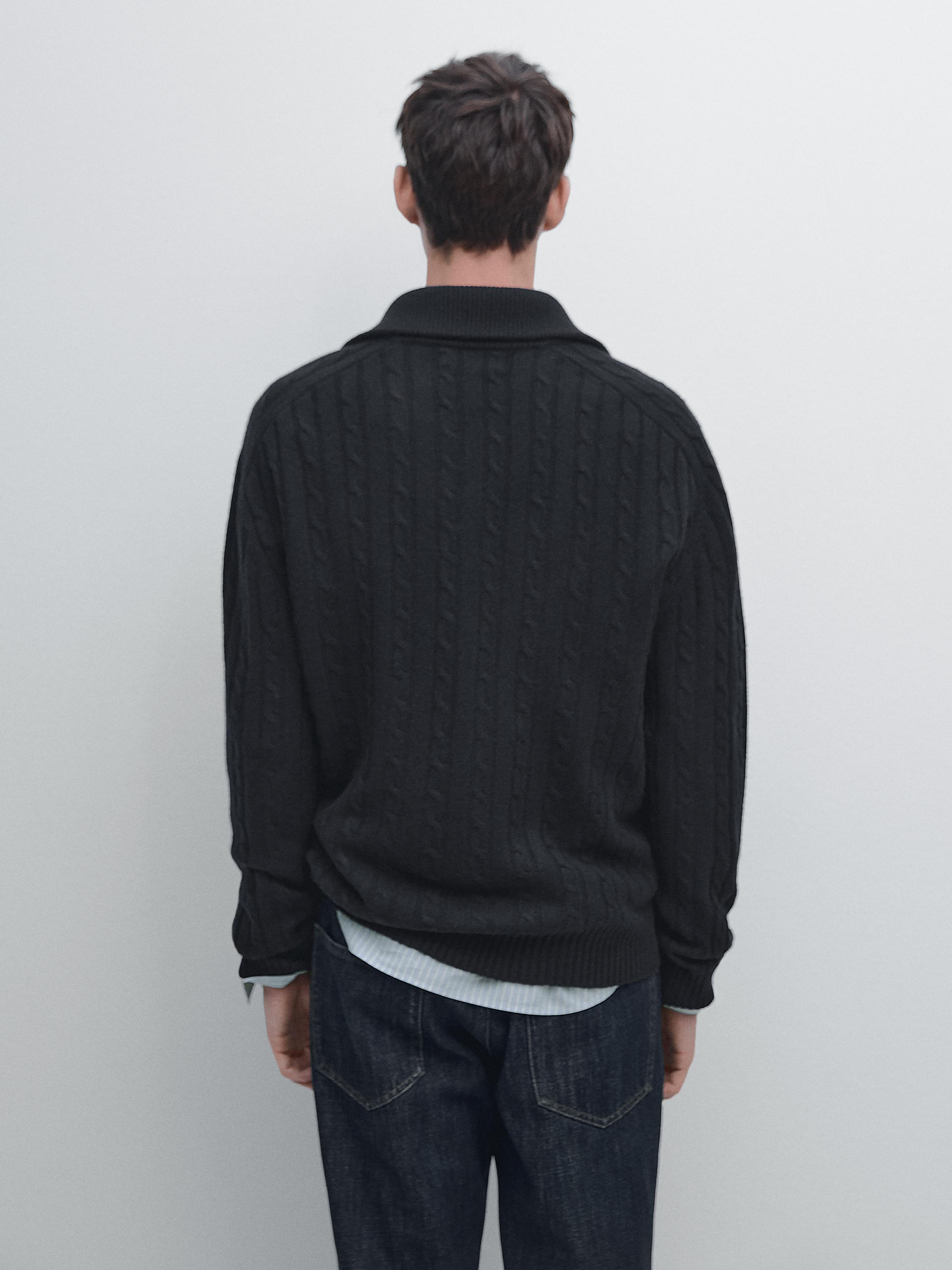 100% wool cable-knit zip-up cardigan